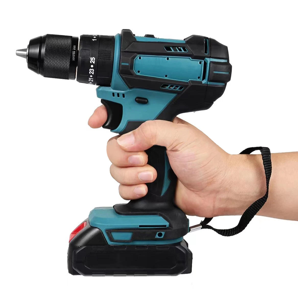 3-in-1 520N. M Torque Elektrischer Schlagbohrer 4000 U/min 10mm Bohrfutter Flachbohrer Hammer Elektroschrauber Geeignet für Makita 18V Akku – Detail 7