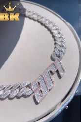 THE BLING KING Custom Initial Letter With 16mm Heavy Miami Cuban Chain Necklace Iced Out Bling Baguettecz Hiphop Jewelry