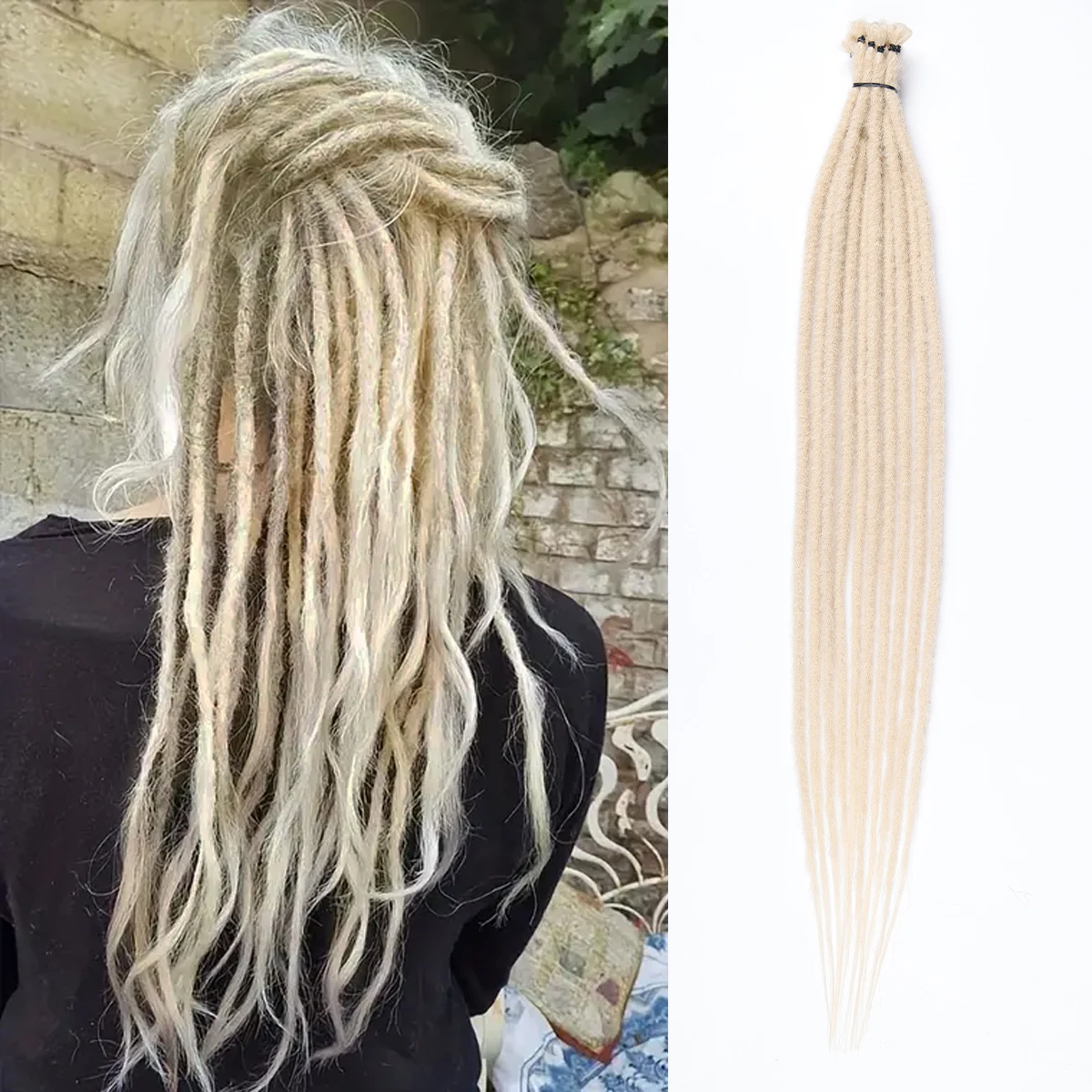 Synthetic Dreadlock Extensions 10 Strands Hippie Single Ended Dreads Red 0.6 Cm Width Loc Extensions Reggae Style Crochet Hair