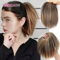 HUAYA Coque Bagunçado Sintético Em Linha Reta Cabelo Falso Chignon Scrunchie Rosquinha Updo Hairpieces Cauda Pacote Elastic Cabelo Bandas Para As Mulheres