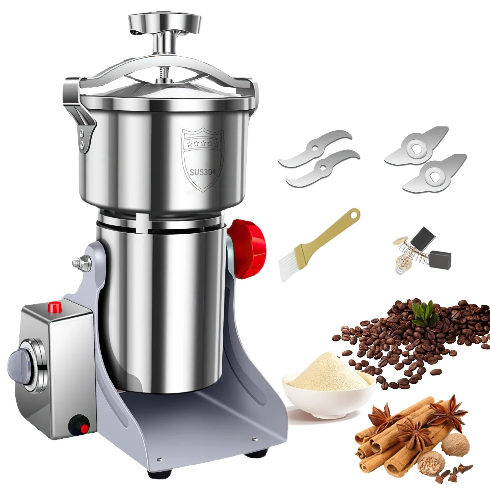 800G 220 Grinder Machine Granen Elektrische Kruiden Koffie Poeder Miller Droog Voedsel Hoge Snelheid Intelligente Kruiden Granen Crusher