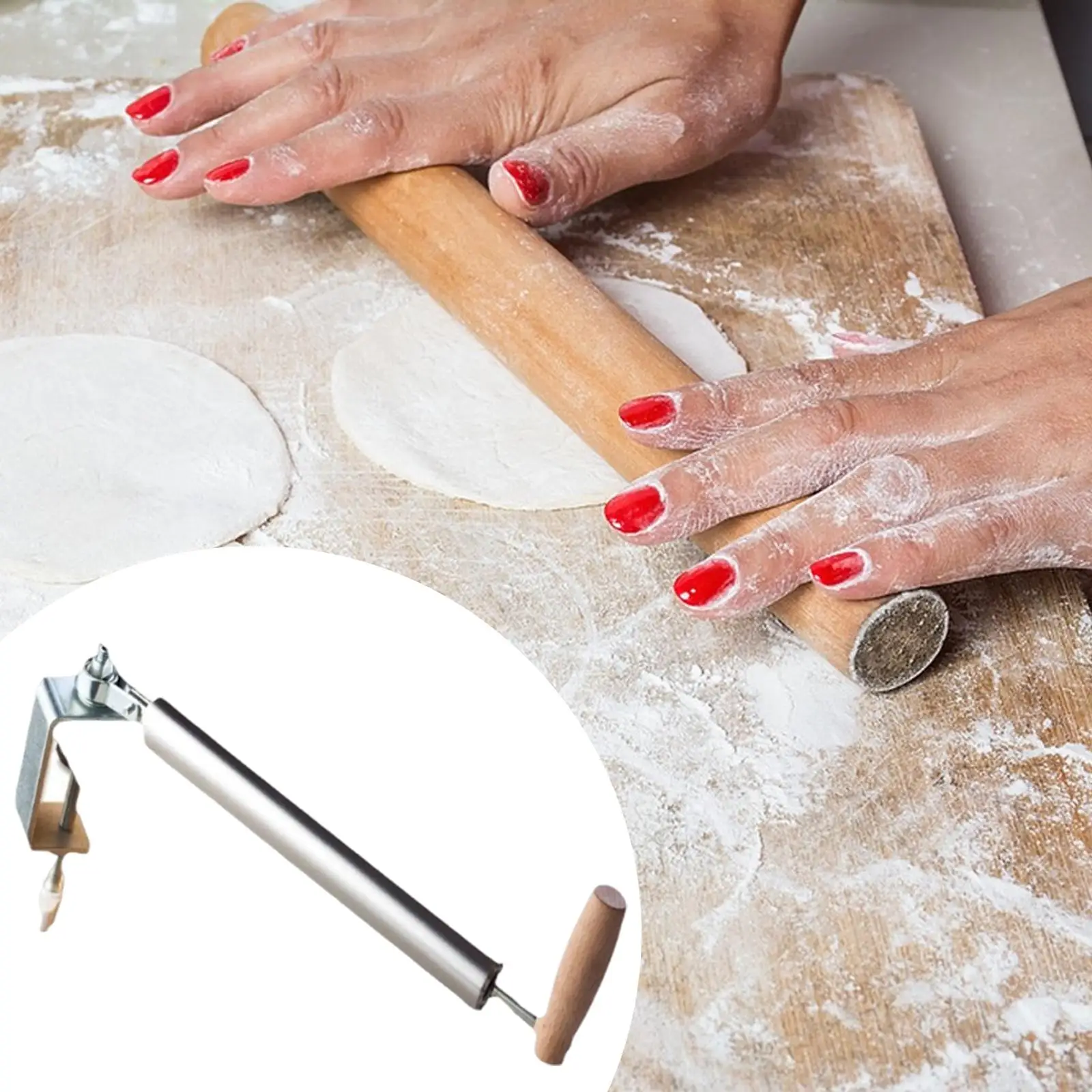 

Скалка из нержавеющей/дерева, ручная кухонная утварь для теста для пиццы, равиоли, пельменей, выпечки, подарок, практичный