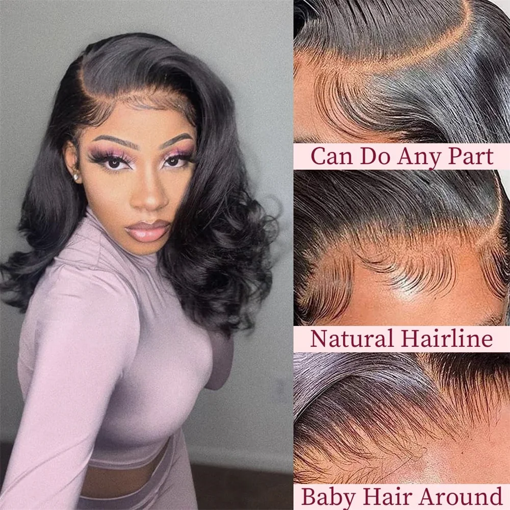 natural color Burgundy Short Bob Wig Human Hair 13x4 Lace Front Wig Brazilian Deep wave Water wave straight hair Wigs For Women