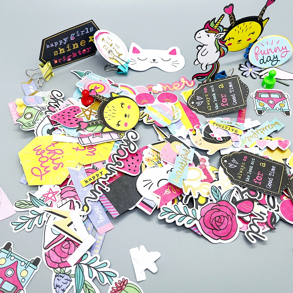 Creative Path 158 Stück niedliche Katzen- und Einhorn-Stanzformen aus Papier, Bright Day Scrapbooking-Stanzformen, Ephemera für Journaling und Kartenherstellung – Detail 7