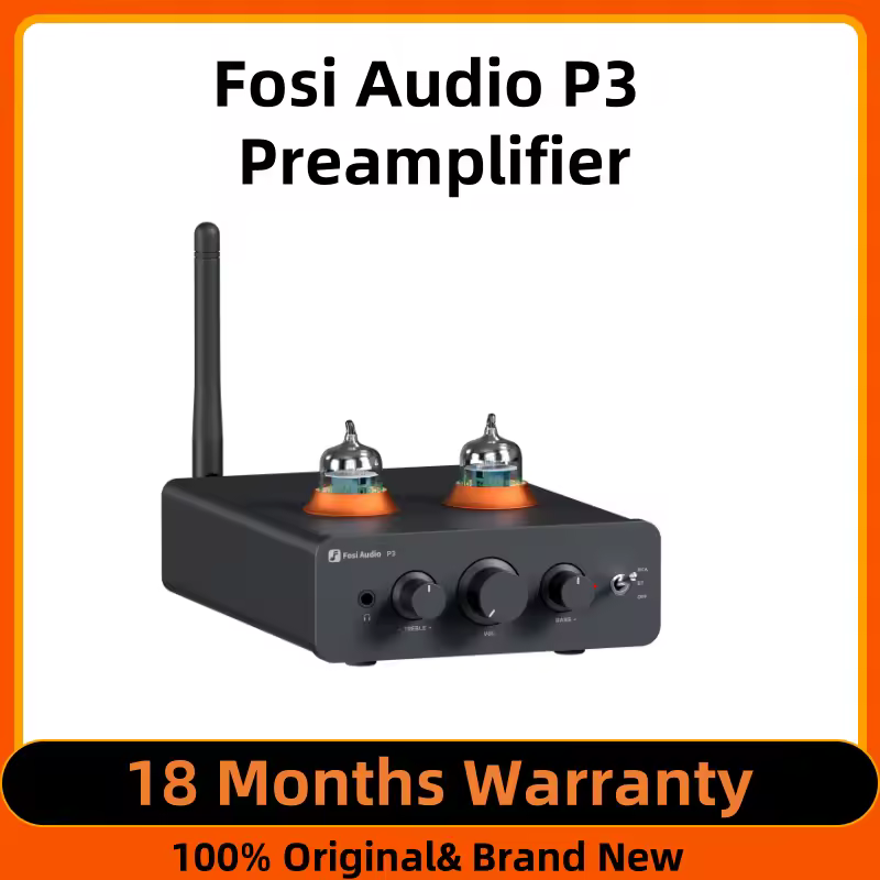 Fosi Audio P3 amplificador de tubo Bluetooth válvula preamplificadora estéreo HiFi vacío con Control de tono de agudos y graves con V3