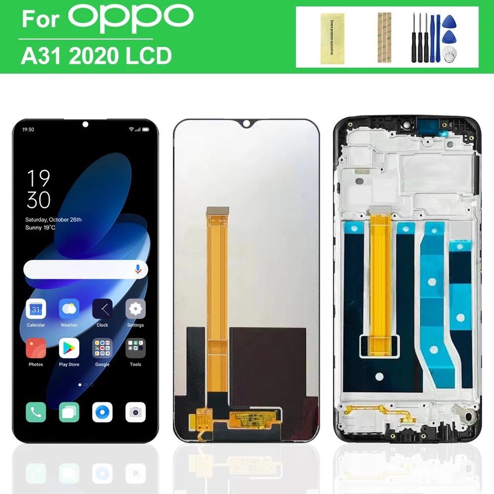 6.5\'\' For OPPO A31 2020 CPH2015 CPH2073 CPH2081 CPH2029 CPH2031 LCD display touch screen digiziter with frame assembly