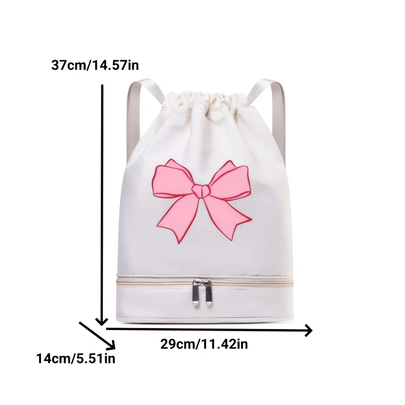 Custom Bow‑Print Polyester Drawstring Bag, Name/Number, Marathon Sports Sack for Basketball & Outdoor Activity Gear view 2