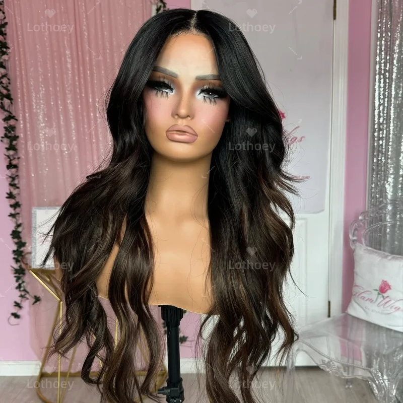 باروكات شعر بشري ريمي 100%، شعر بشري مموج طبيعي، بني رمادي، تسليط الضوء على شعر بشري بدون صمغ للنساء