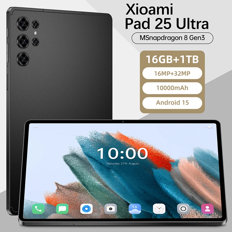 

2025 NEW Xioami Pad 25 Ultra tablet MSnapdragon 8 Gen3 HD screen Android 15 16GB+1TB 10000mAh 5G dual card WiFi GPS tablet