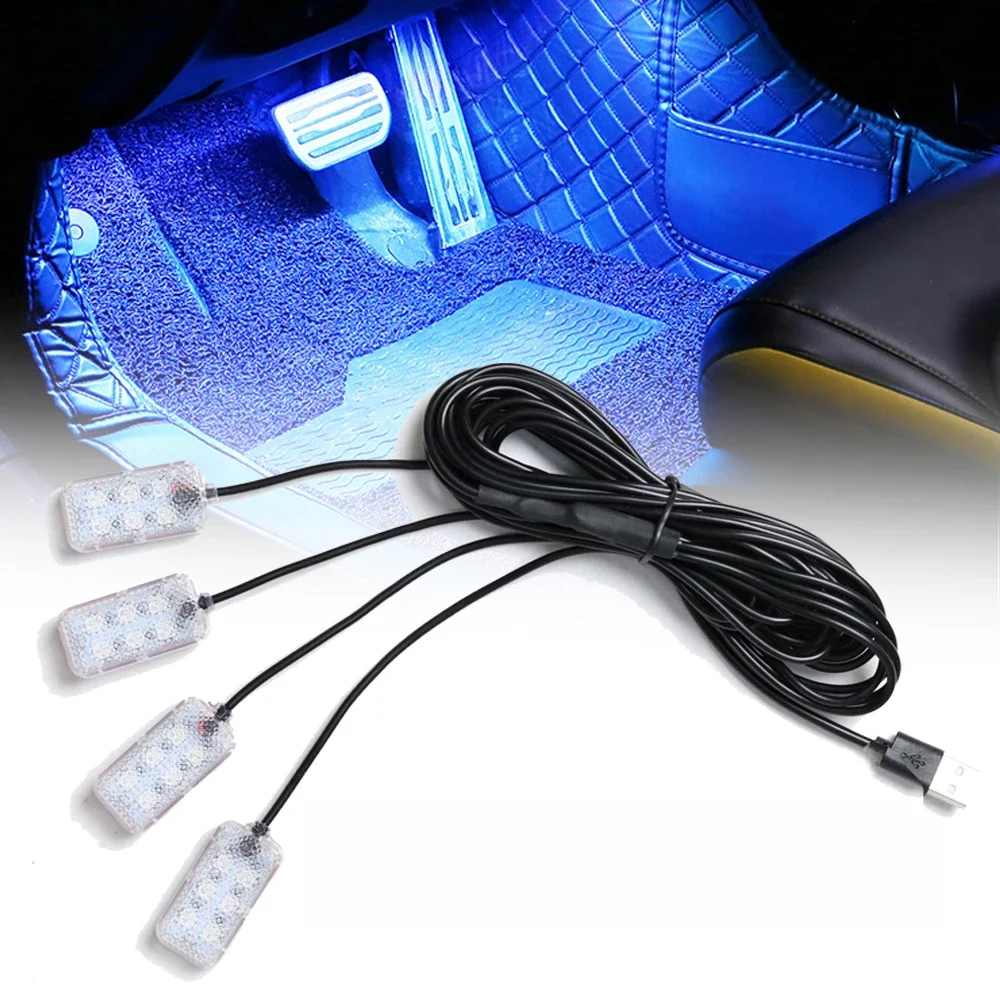 LED Auto Innen Umgebungs Fuß Streifen Licht Kit Zubehör Hintergrundbeleuchtung Auto Innen Umgebungs Lampen mit LED Rosa Licht