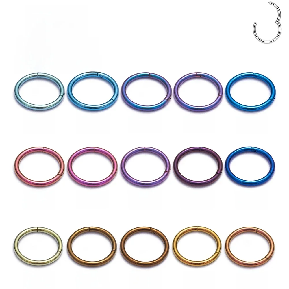 Anneau de nez rond en titane G23, anodisé, 16/18/20G, Septum Clicker, Tragus, Cartilage, Helix, Piercing, boucles d'oreilles, cerceaux, bijoux pour le corps