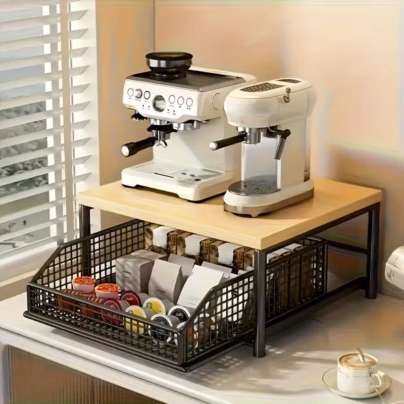A Multifunctional Space-Saving Countertop Storage Rack Suitable for Various Scenarios, Serving As a Microwave Stand And Coffee C