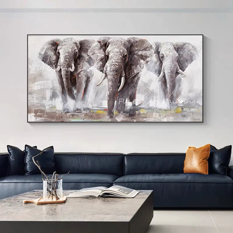 

Elephant animal art gift adornment picture abstract large size hand-painted oil painting office sitting room adornment