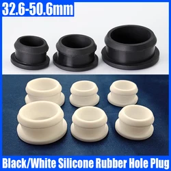 1-5PC 32.6-50.6mm Black/White Silicone Rubber Cap Hole Plug Rubber Stopper Sealing Plug Snap-on Gasket Blanking End Seal Stopper