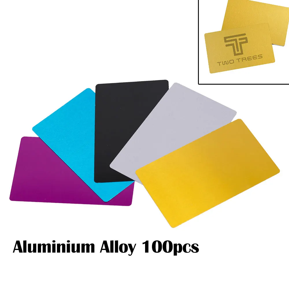 100PCS/LOT Business Name Cards Multicolor Aluminium Alloy Metal Sheet Testing Material for Laser Marking Machine