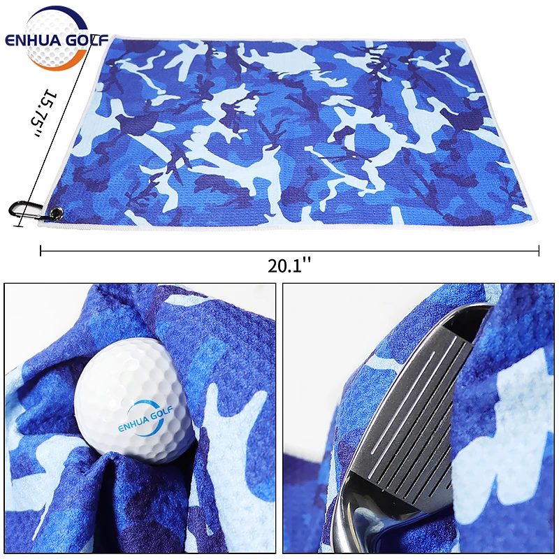 Golf Towel 20\'\'x16\'\' With Hook 4 Colors Microfiber Fabric For Golf Lovers Duty Clip Carabiner Accessories Beach Golf