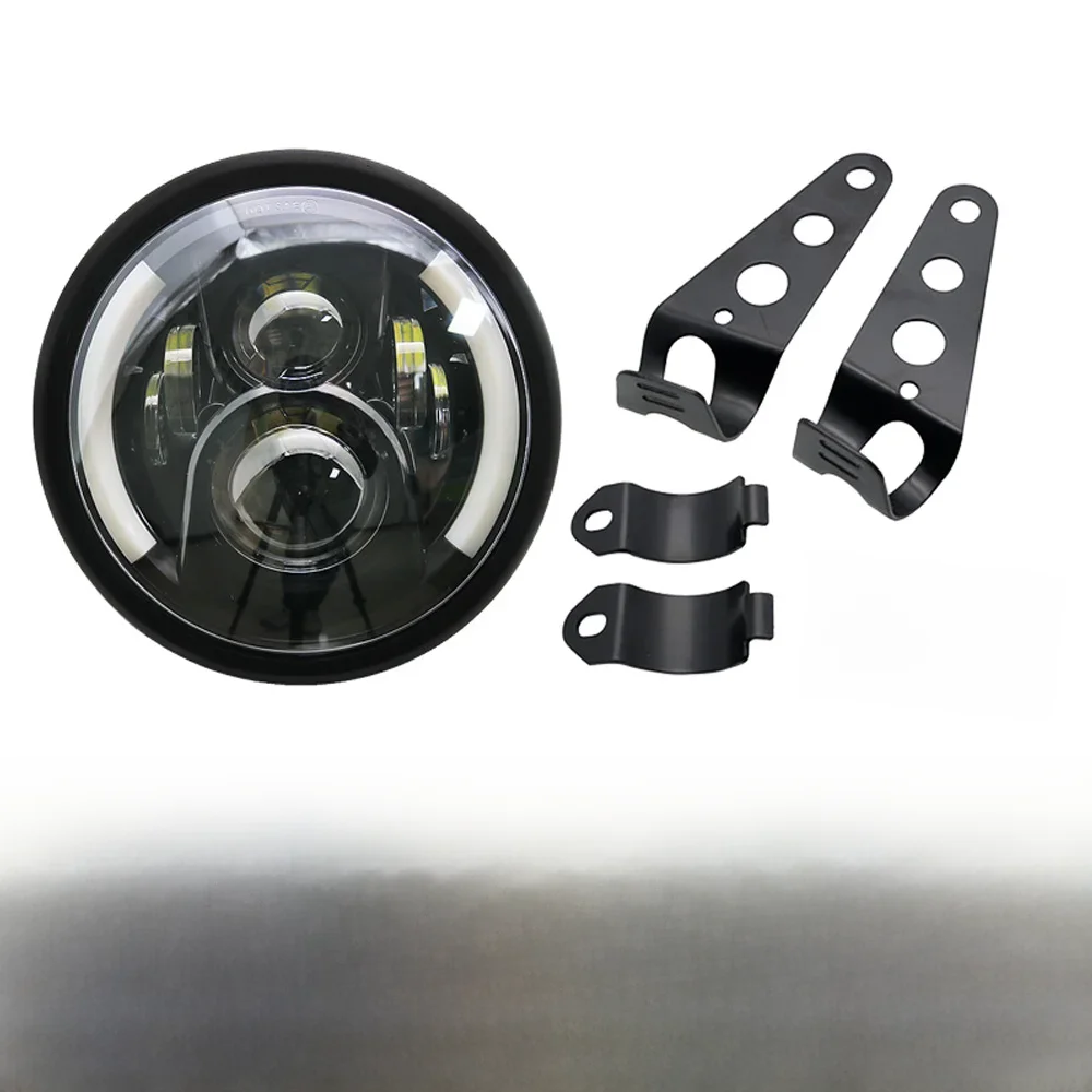 Universele 7 "Led Motorfiets Koplamp DRL H4 Koplamp Voor Honda Yamaha Suzuki Victory Kawasaki 7.5 Inch Lamp Behuizing Accessoires - afbeelding 2