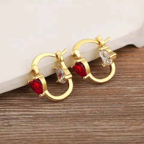 Nidin Korea Populära Hjärtformade Inlagda Röda/Vita Zirkon Charm Droppörhängen För Kvinnor Kvinnliga Födelsedagsfest Söta Smycken Presenter 10 best sales finurliga smycken - №10