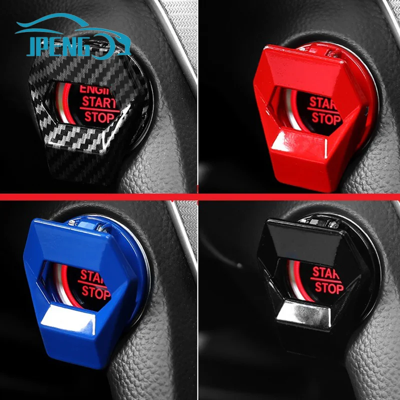 1x Car Interior One-Button Start Ignition Engine Stop Button Protective Cover Decorative Sticker Accessory