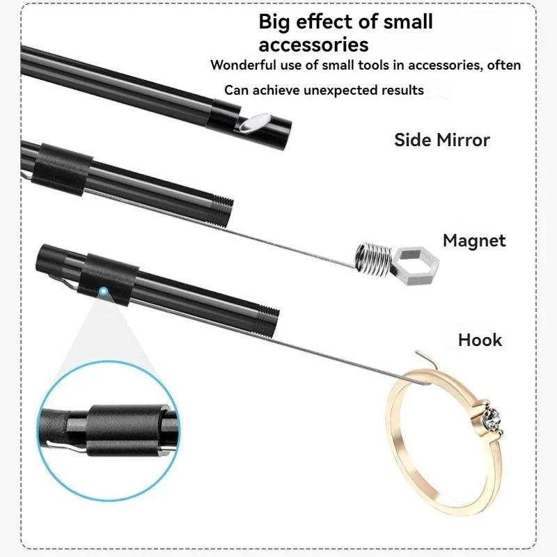 3in1 Android Endoscope Camera 1080P HD USB C Micro USB Waterproof Borescope with LED Light Pipe Car Inspection