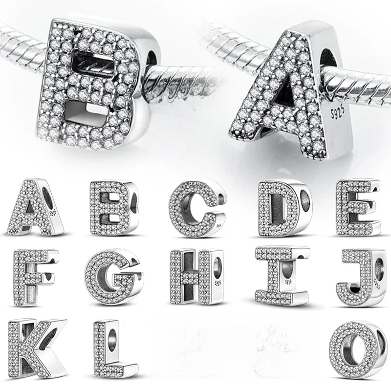 Breloques adaptées au Bracelet Original A-Z Alphabet, perles en argent Sterling 925, 26 lettres, breloque pour femmes et filles, bricolage, bijoux fins, cadeau