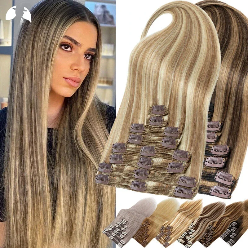 Vrouwen Menselijk Haarverlenging 7 Stuks Clip In Remy Haar Inslag 100% Human Hair Extensions Voor Lady 12 ''-26'' Natuurlijke Clips Haarstukjes - afbeelding 2