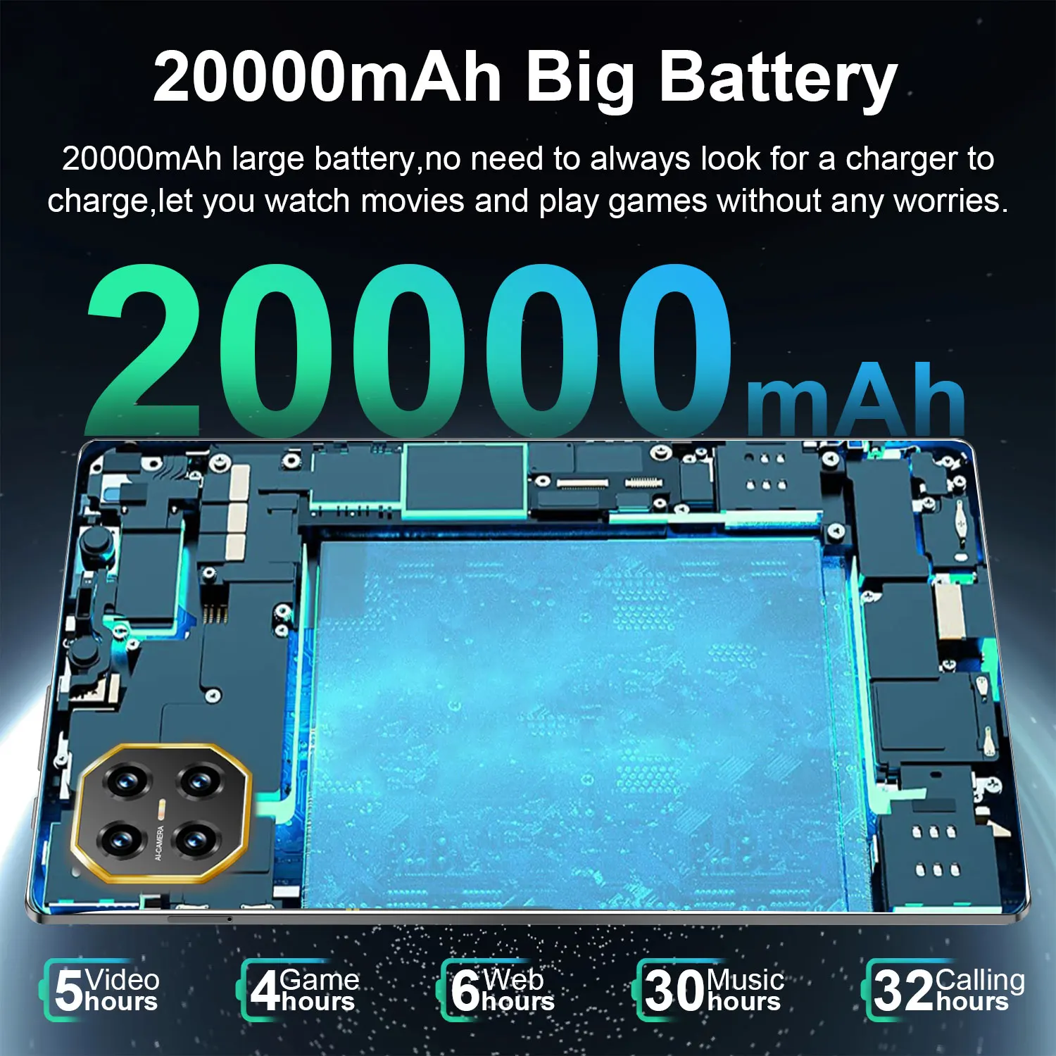Android 13 Portable Tablet 10 Core 20000mAh Battery 16GB RAM 1TB Storage 16MP+32MP Dual Camera 5G WiFi Suitable for Student DailyAndroid 13 Portable Tablet 10 Core 12000mAh Battery 16GB RAM 1TB Storage 16MP+32MP Dual Camera 5G WiFi  Entertainment and Gift