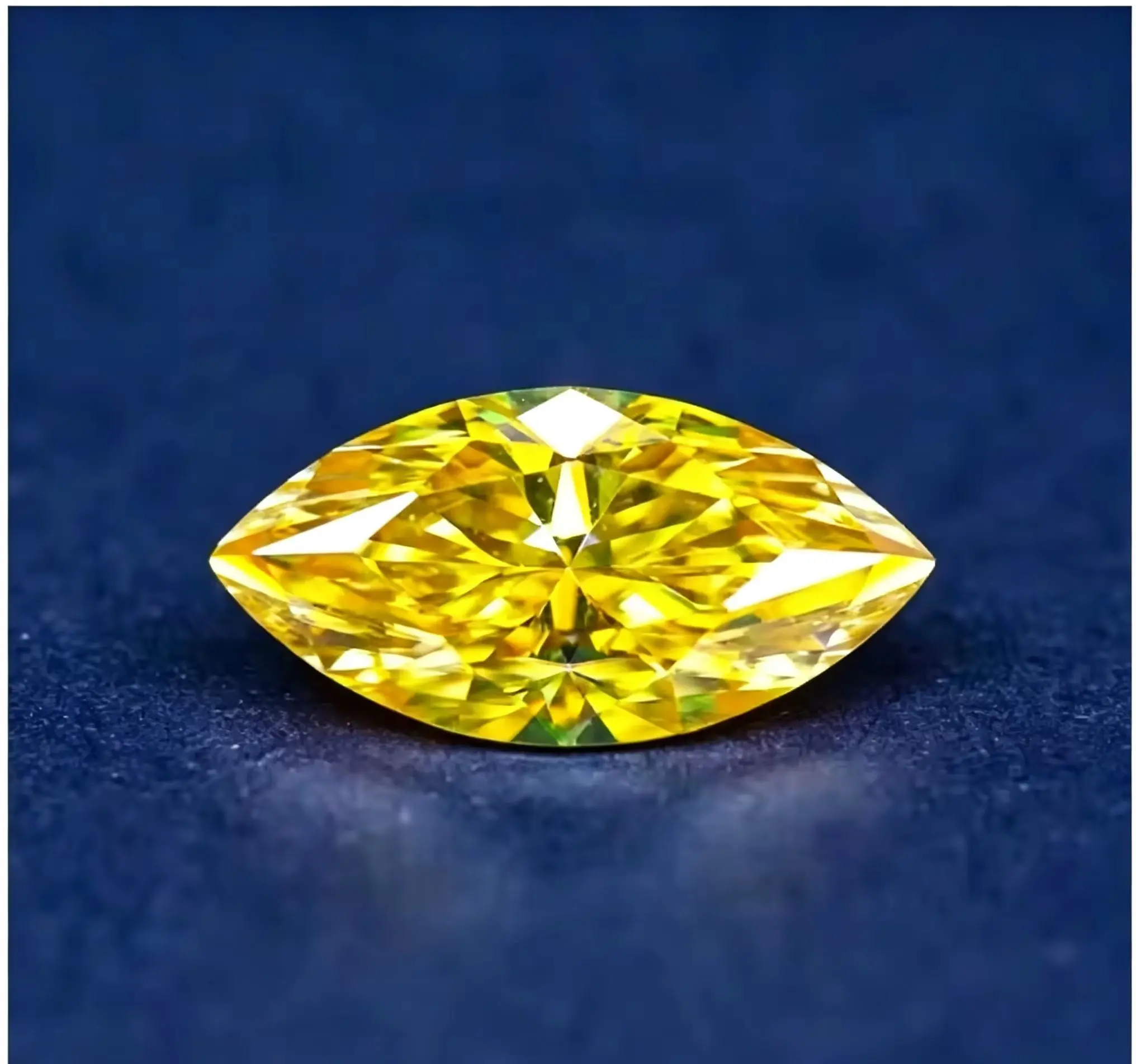 2ct  VVS2 VS1 Marquise Cut Lab Grown Diamond CVD Fancy Intense yellow  IGI Certificate Loose Stone Custom Jewelry