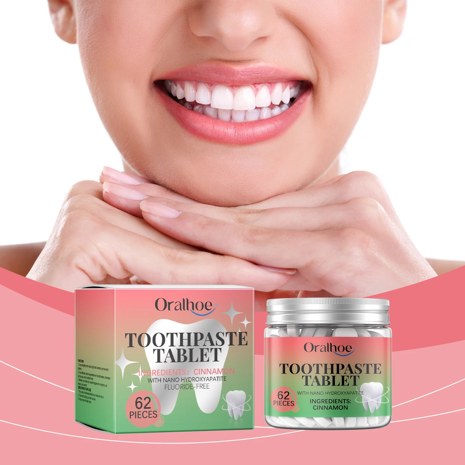 

Oralhoe 62pcs Whitening Toothpaste Tablets Cinnamon Clean Tea Stains Prevent Decay Bleach Dental Bad Breath Remove Toothpaste