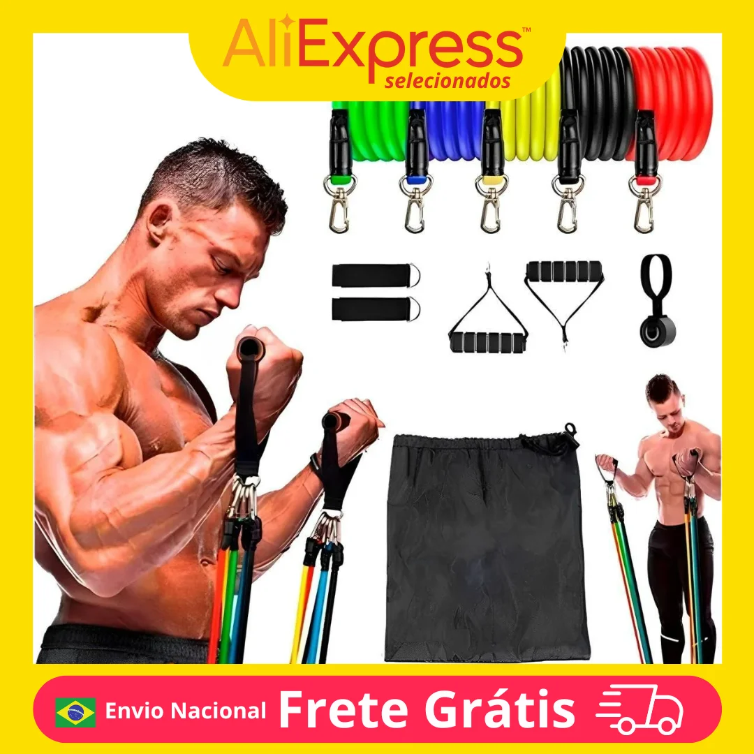 Kit 11 Elastics Extenders Functional Workout Gym Gym Gynastica Fitness Fitness Exercises Muscles Development