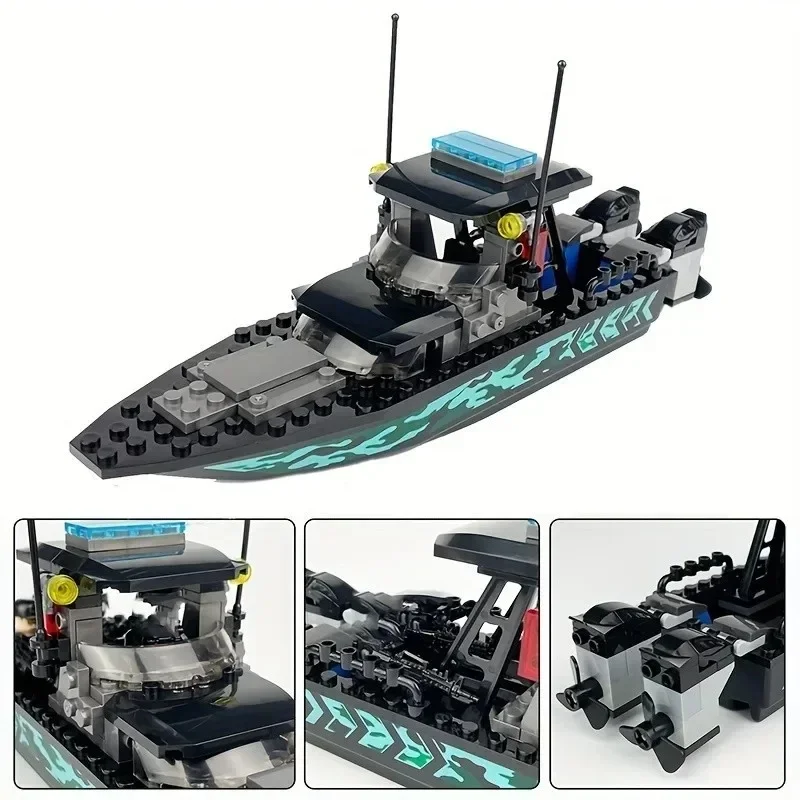 Modèle de bateau d'assaut de la mer de Salomon, petit puzzle, construction de nuits, accessoires de jouets, 89 pièces