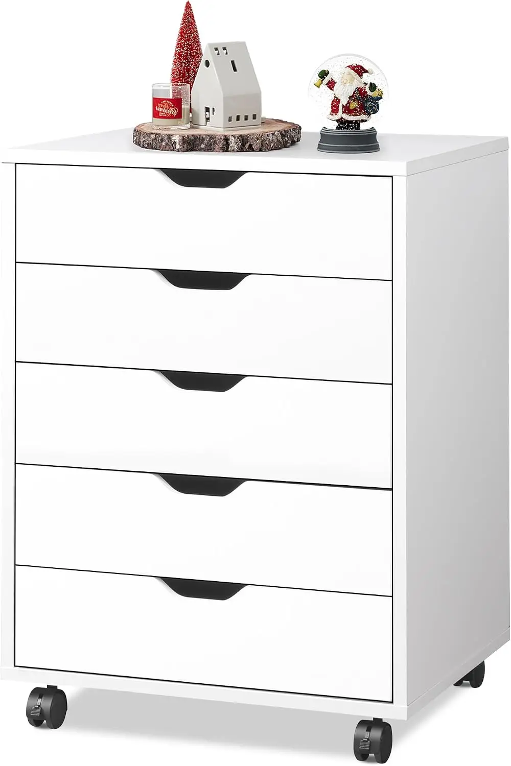 5-Drawer Filing Cabinet Under Desk, Storage file Cabinet, White Wood Drawer Unit, Craft Storage Cabinet, Office Rolling Cart, Printer Stand