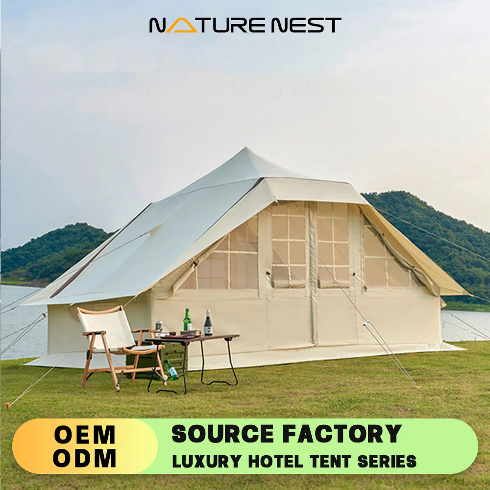 Camp quick-open inflatable tent outdoor 5-8 people thickened rainproof camping tent large space cotton ridge tent