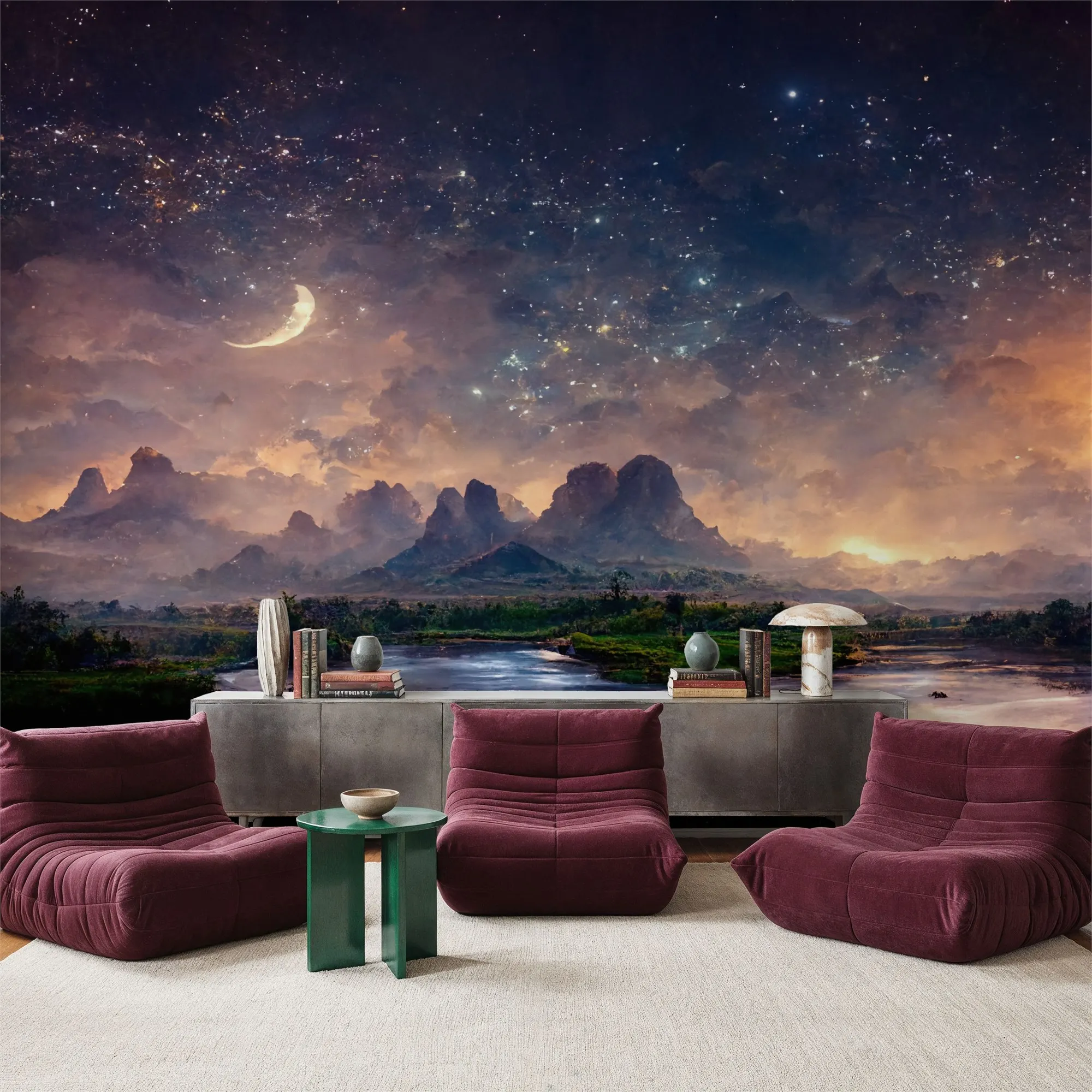 Magic Night Custom Wallpaper Wall Mural for Living Room