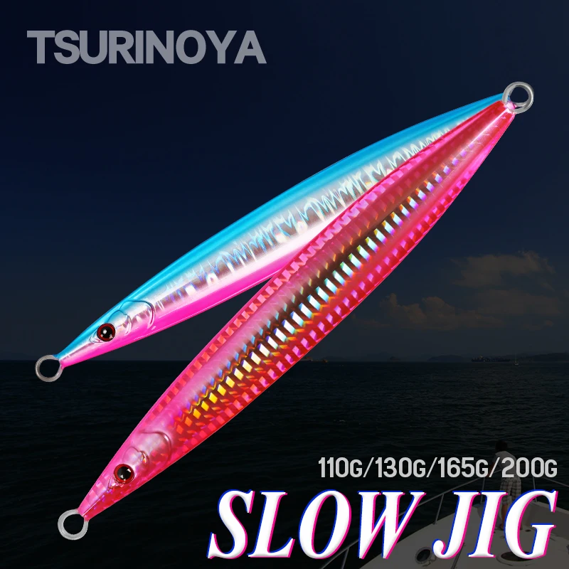 TSURINOYA GT Tuna Sea Fishing Trolling Slow Jigging Fishing Lure M&F 110g 130g 165g 200g Power Fishing Hard Biat Metal Jig Hook