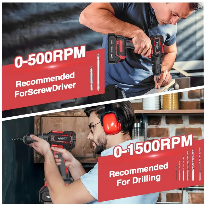 29 قطعة مثقاب كهربائي بدون فرشاة طقم مثقاب مفك براغي لاسلكي مع بطاريتين لدبوس بطارية ماكيتا 18 فولت