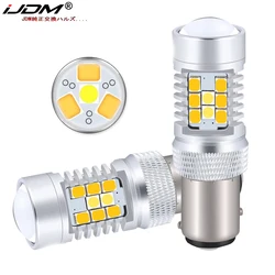 iJDM High Power 28-SMD 1157 Dual-Color Switchback LED Bulbs For Front Turn Signal (7-White 21-Amber)