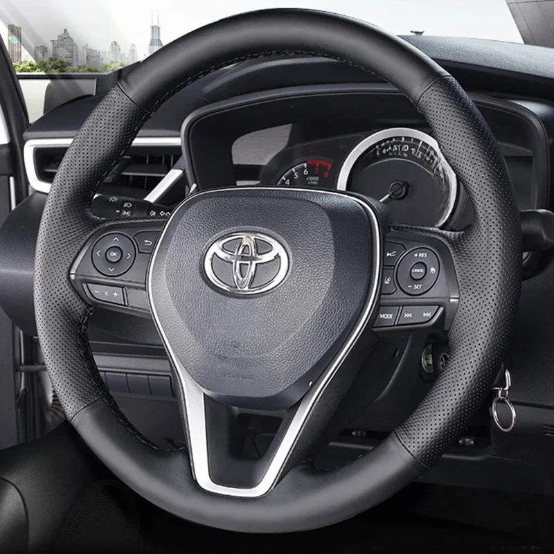 Dostosuj skórzany pokrowiec na kierownicę z mikrofibry do Toyota Avalon Camry 2018-2022 Crown 2018-2022 Corolla 2018-2022 RAV4 — zdjęcie 2