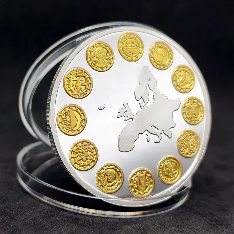 Pièces commémoratives européennes, Collection de pièces européennes, artefacts, pièces souvenirs, pièces de monnaie étrangères, médaillons commémoratifs