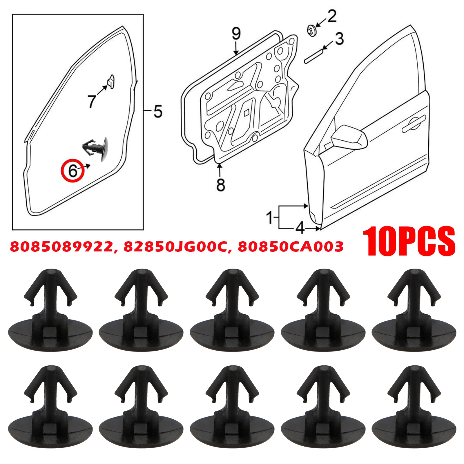 10/20pcs For Nissan Tiida Pulsar C13 2014 - 2018 Juke F16 Qashqai J10 X-Trail T31 T32 Rear Door Upper Weatherstrip Clips Rivet