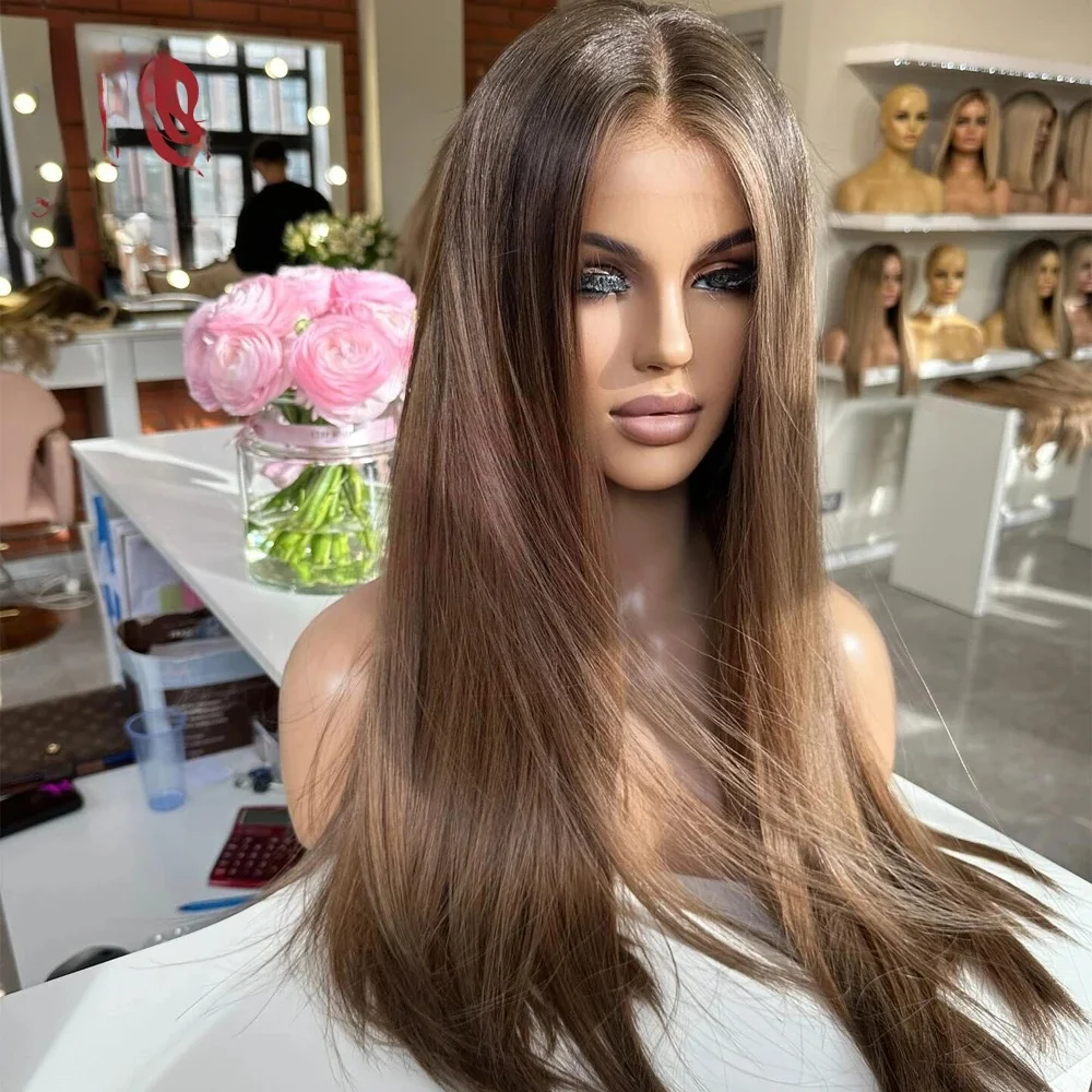 13X4 Lace Front Human Hair Pruiken Ash Bruine Pruik Menselijk Haar Highlight Pruik Rechte Braziliaanse Pruik Voor Vrouwen - afbeelding 2