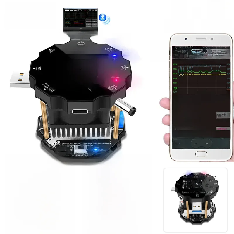 Tester baterii Color APP obciążenie elektroniczne monitor pojemności 18650 wskaźnik rozładowania miernik USB DC 12 V sprawdzanie zasilania — zdjęcie 2