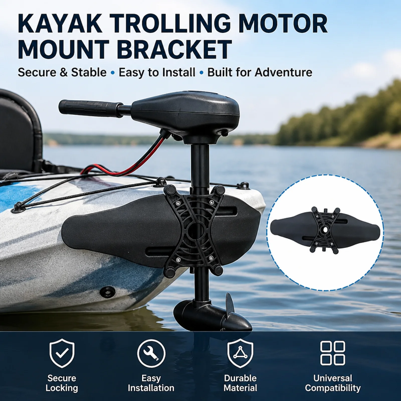 Professional Kayak Electric Propeller Mount Bracket Waterproof Plastic Stable Installation for Accessories Kayak Equipment
