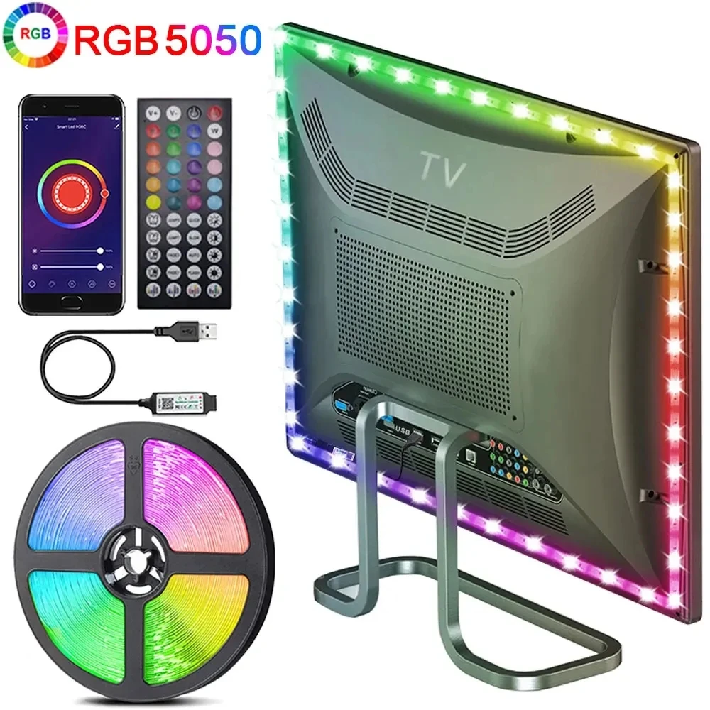 Rgb Led Strip Light For Room 5050 Usb Led Tape Ribbon 5V Led Wall Children'S Room Band Wifi Bluetooth 10M Adhesive Tv Backlight