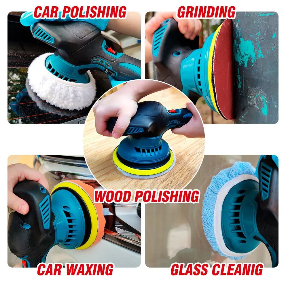 6000RPM Wireless Car Polisher Electric Car Polishing Machine Adjustable 6Speed Cordless Auto Polishing Waxing Machine Power Tool