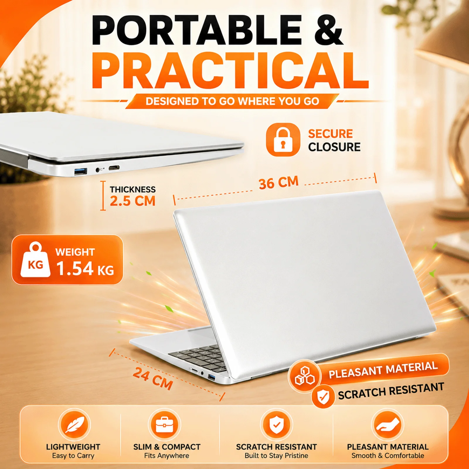 15.6 Inch Laptop Intel Celeron N3450 Quad Core,4GB/8GB RAM 128GB/256GB SSD DDR4, Full HD 1920x1080 IPS Display, Windows 11 Notebook, WiFi 5, HDMI, Webcam, Lightweight Computer for Study Office Business, France Stock Multi Language Keyboard Protective Fil