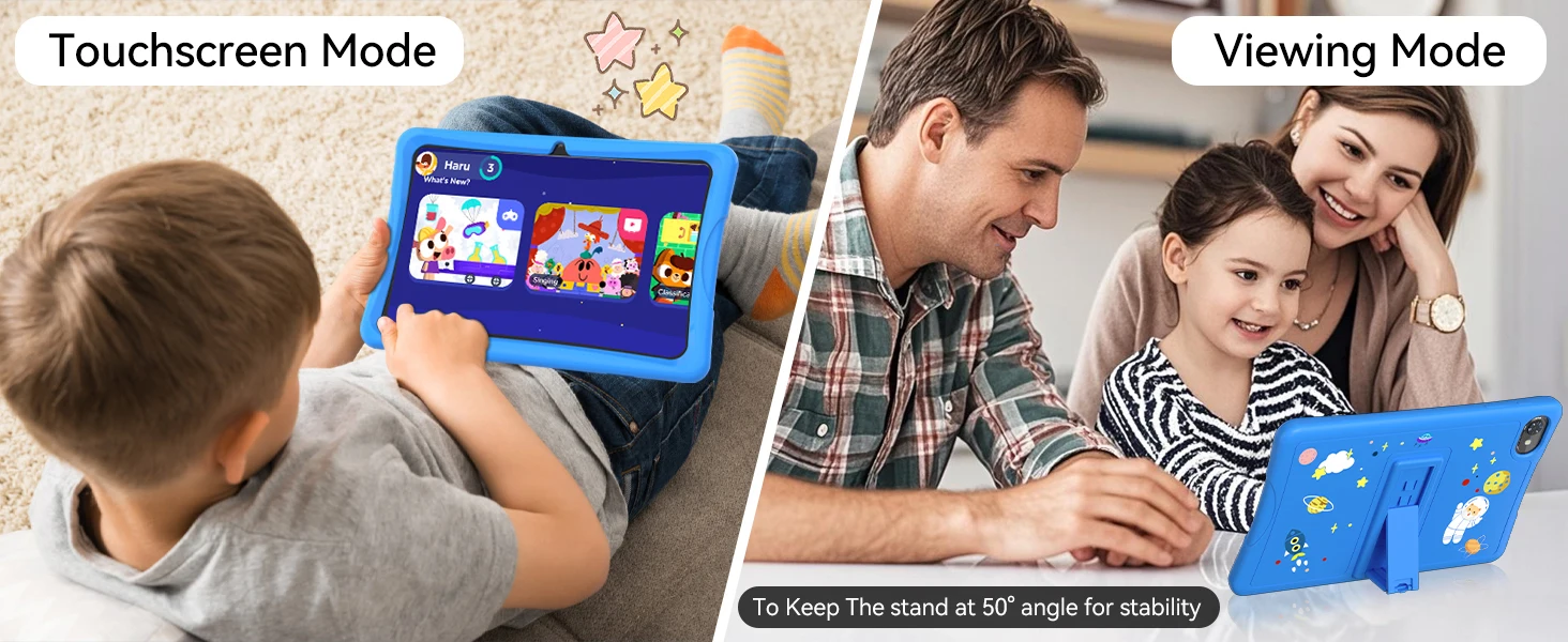KINGRID K10 Kids Tablet 10'' Android 15 4GB RAM+8GB Expandable 64GB ROM 5G WiFi Widevine L1 5000mAh Kids Tablet PC Tablet Android Parental Control