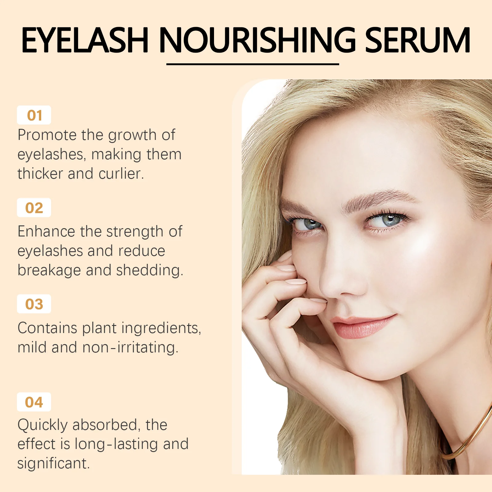 Eelhope 4 ml Wimpernwachstumsserum, schnelle Verbesserung der lockigen Wimpern, Augenbrauen, schnelle Verlängerung, Make-up-Verlängerung, Wimpern, nährt Serum