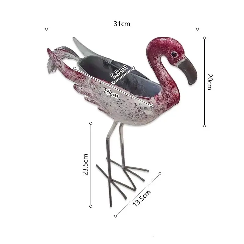Vintage Metal Flamingo Planter Pot, Rustic Garden Bird Flower Holder, Farmhouse Balcony Patio Decor