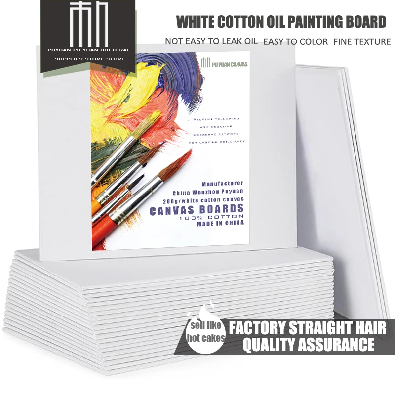 Painting Canvas Board, 30x40 cm, Set of 5, Plaster Base White Painting Canvas - 100% Cotton Art Supplies Canvas, Student Art Pai